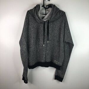 BCBGMaxAzria speckled Gray & black hoodie sweater